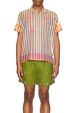 HARAGO Beaded Short Sleeve Shirt in Pink, view 4, click to view large image.