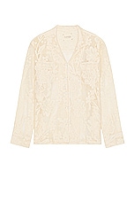 HARAGO Lace Full Sleeve Shirt in Off White, view 1, click to view large image.