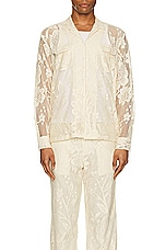HARAGO Lace Full Sleeve Shirt in Off White, view 4, click to view large image.