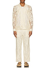 HARAGO Lace Full Sleeve Shirt in Off White, view 5, click to view large image.