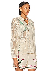 HARAGO Lace Full Sleeve Shirt in Off White, view 2, click to view large image.