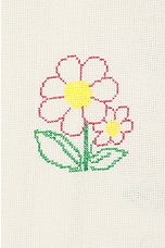HARAGO Daisy Cross Stitched Shirt in Off white, view 3, click to view large image.
