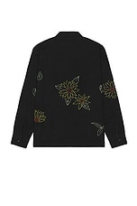 HARAGO Sunflower Embroidered Shirt in Black, view 2, click to view large image.