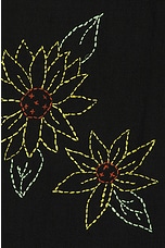 HARAGO Sunflower Embroidered Shirt in Black, view 3, click to view large image.