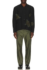 HARAGO Sunflower Embroidered Shirt in Black, view 5, click to view large image.