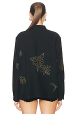 HARAGO Sunflower Embroidered Shirt in Black, view 4, click to view large image.