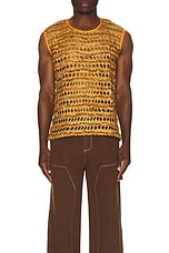 HARAGO Textured Tank Top in Mustard, view 4, click to view large image.