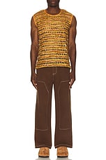 HARAGO Textured Tank Top in Mustard, view 5, click to view large image.