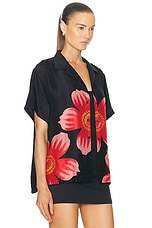 HARAGO Floral Printed Shirt in Black, view 2, click to view large image.