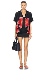 HARAGO Floral Printed Shirt in Black, view 4, click to view large image.