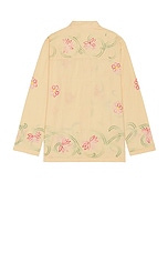 HARAGO Floral Embroidered Shirt in Light Yellow, view 2, click to view large image.