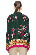 HARAGO Floral Printed Shirt in Green, view 3, click to view large image.