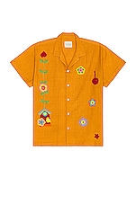 HARAGO Bird House Crochet Shirt in Yellow, view 1, click to view large image.