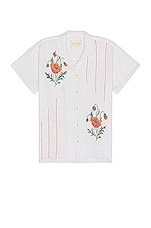 HARAGO Cross Stitch Embroidered Shirt in Off White, view 1, click to view large image.