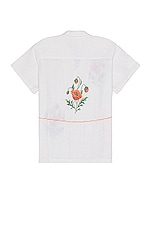HARAGO Cross Stitch Embroidered Shirt in Off White, view 2, click to view large image.