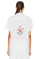 HARAGO Cross Stitch Embroidered Shirt in Off White, view 3, click to view large image.
