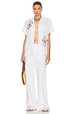HARAGO Cross Stitch Embroidered Shirt in Off White, view 4, click to view large image.