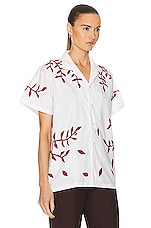 HARAGO Leaves Applique Shirt in White, view 3, click to view large image.