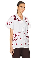 HARAGO Leaves Applique Shirt in White, view 3, click to view large image.