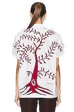 HARAGO Leaves Applique Shirt in White, view 4, click to view large image.