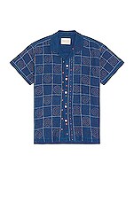 HARAGO Jalebi Embroidered Shirt in Indigo, view 1, click to view large image.