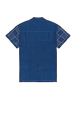 HARAGO Jalebi Embroidered Shirt in Indigo, view 2, click to view large image.