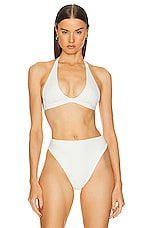 HAIGHT. X Tina Kunakey Adjustable Nadia Bikini Top in Off White, view 1, click to view large image.