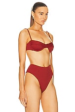 HAIGHT. Ribbed Mia Bikini Top in Bordeaux, view 2, click to view large image.