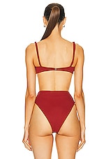 HAIGHT. Ribbed Mia Bikini Top in Bordeaux, view 3, click to view large image.
