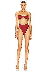 HAIGHT. Ribbed Mia Bikini Top in Bordeaux, view 4, click to view large image.