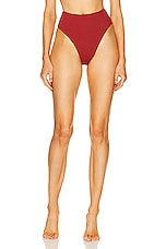 HAIGHT. Ribbed Classic Bikini Hotpant in Bordeaux, view 1, click to view large image.