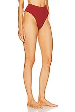 HAIGHT. Ribbed Classic Bikini Hotpant in Bordeaux, view 2, click to view large image.