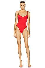 HAIGHT. Ribbed Monica One Piece Swimsuit in Red Shift, view 1, click to view large image.