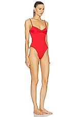 HAIGHT. Ribbed Monica One Piece Swimsuit in Red Shift, view 2, click to view large image.