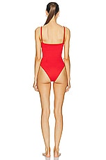 HAIGHT. Ribbed Monica One Piece Swimsuit in Red Shift, view 3, click to view large image.