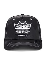 Honor The Gift Sounds For The Soul Trucker Hat in Black, view 1, click to view large image.