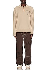 Honor The Gift Htg Zip Henley in Light Brown, view 4, click to view large image.
