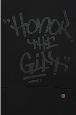 Honor The Gift Script Embroidered Hoodie in Black, view 3, click to view large image.