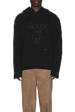 Honor The Gift Script Embroidered Hoodie in Black, view 4, click to view large image.
