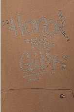 Honor The Gift Script Hoodie in Light Brown, view 3, click to view large image.