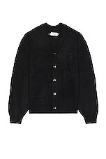 Honor The Gift Stamped Patch Cardigan in Black, view 1, click to view large image.