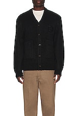 Honor The Gift Stamped Patch Cardigan in Black, view 4, click to view large image.