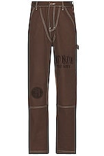 Honor The Gift Script Carpenter Pants in Brown, view 1, click to view large image.