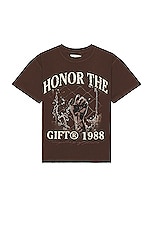 Honor The Gift Mystery Of Pain Tee in Brown, view 1, click to view large image.