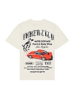 Honor The Gift Inner City Auto Service Short Sleeve Tee in Bone, view 1, click to view large image.