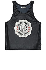 Honor The Gift A-spring Vegan Leather Tank in Black, view 1, click to view large image.