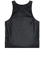 Honor The Gift A-spring Vegan Leather Tank in Black, view 2, click to view large image.