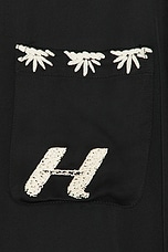 Honor The Gift Palm Stitch Long Sleeve Button Up in Black, view 3, click to view large image.