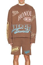 Honor The Gift Studio Crewneck 2.0 in Brown, view 3, click to view large image.