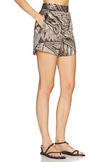 HEIRLOME Jyma Print Victoria Short in Beige & Chocolate, view 2, click to view large image.